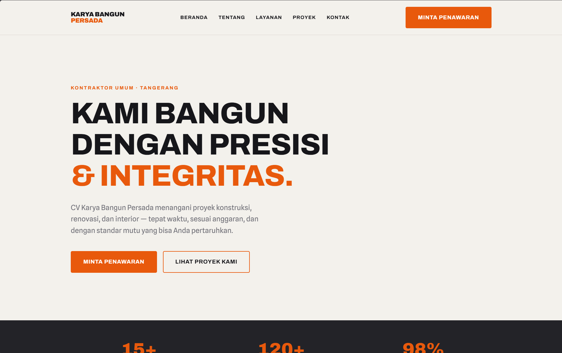 Karya Bangun Persada homepage screenshot